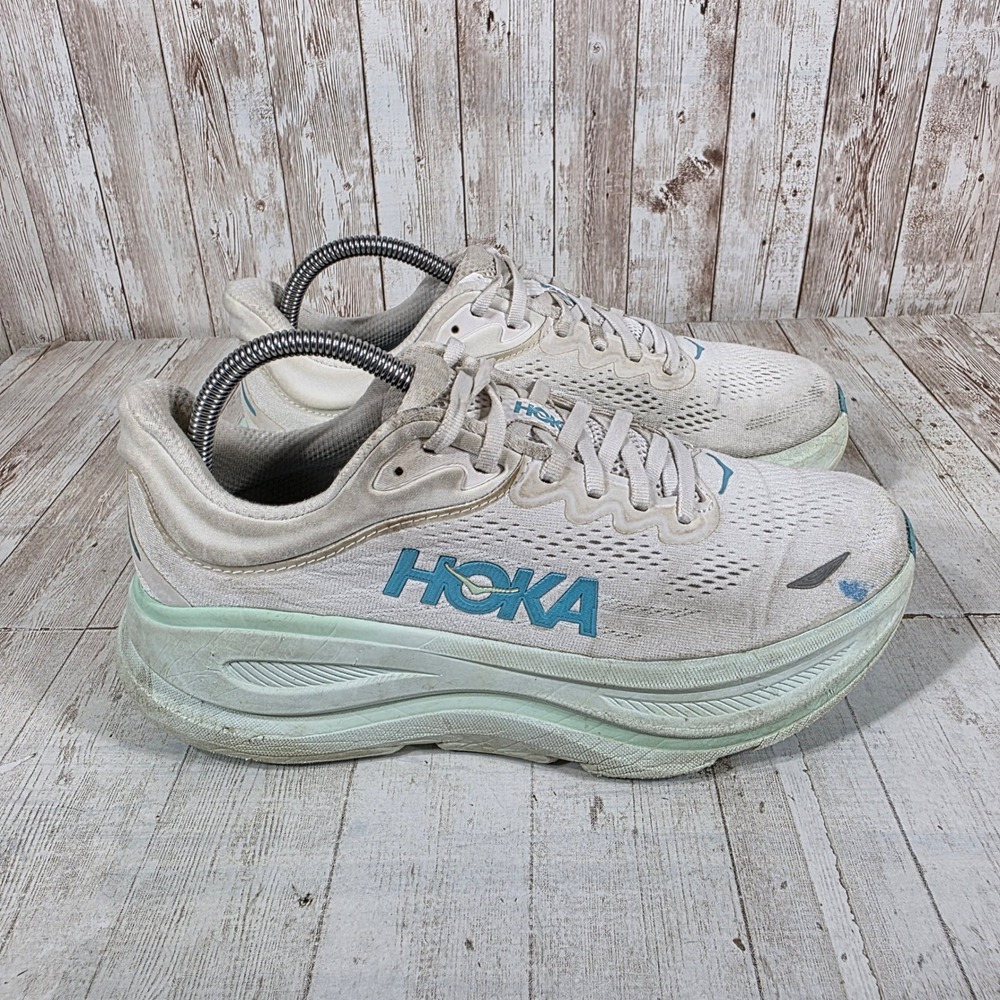 Hoka Bondi 8 Women 8.5 Running Shoes Frost Ceramic White Blue 1127896-FTCL